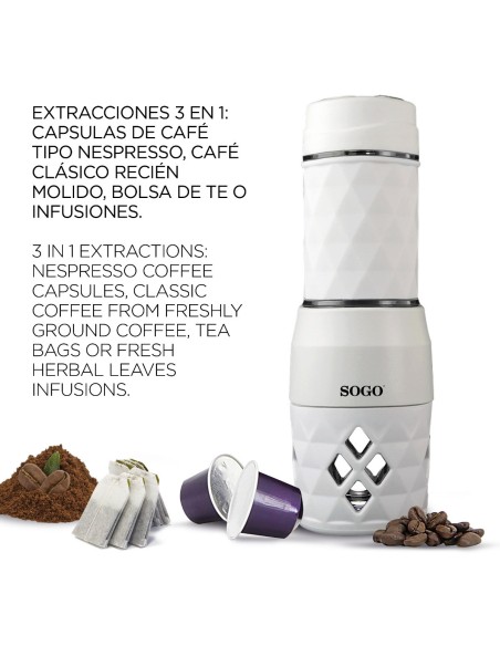 Cafetera espresso portátil 20 bar 2 en 1 0,12L