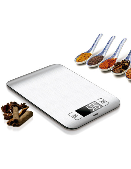 Báscula de Cocina Digital de Acero Inoxidable con Función Tara y Precisión de 1 g – Hasta 5 kg