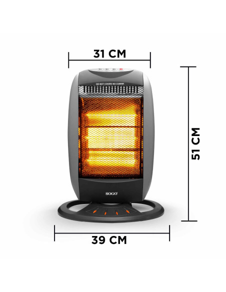 SOGO RADIADOR HALÓGENO - 3 TUBOS - OSCILACIÓN - 1200W