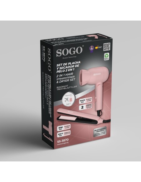 SET DE PLANCHA Y SECADOR DE PELO 2 EN 1