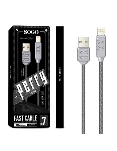 CABLE DE DATOS + CARGA PARA IPHONE  SERIE PERRY