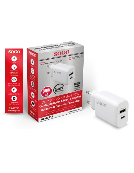 CARGADOR SUPER RAPIDO 2 PUERTOS GaN 30W