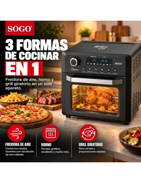 Freidora de aire horno 18L con asador y deshidratador