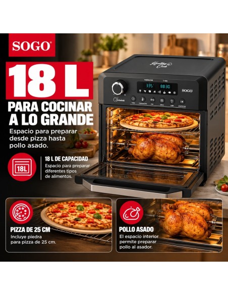 Freidora de aire horno 18L con asador y deshidratador