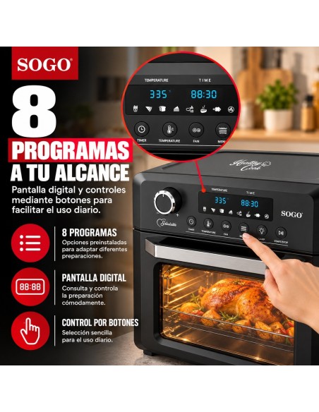 Freidora de aire horno 18L con asador y deshidratador