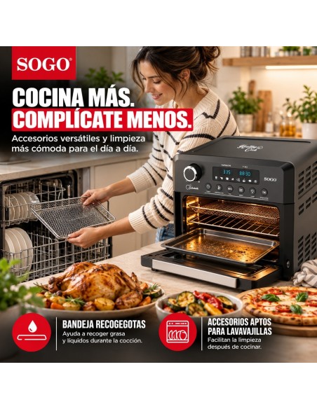 Freidora de aire horno 18L con asador y deshidratador