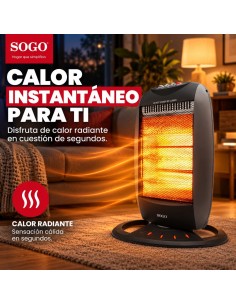 SOGO RADIADOR HALÓGENO - 3 TUBOS - OSCILACIÓN - 1200W 2