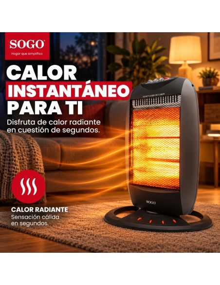 SOGO RADIADOR HALÓGENO - 3 TUBOS - OSCILACIÓN - 1200W