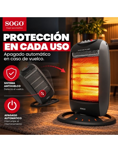 SOGO RADIADOR HALÓGENO - 3 TUBOS - OSCILACIÓN - 1200W