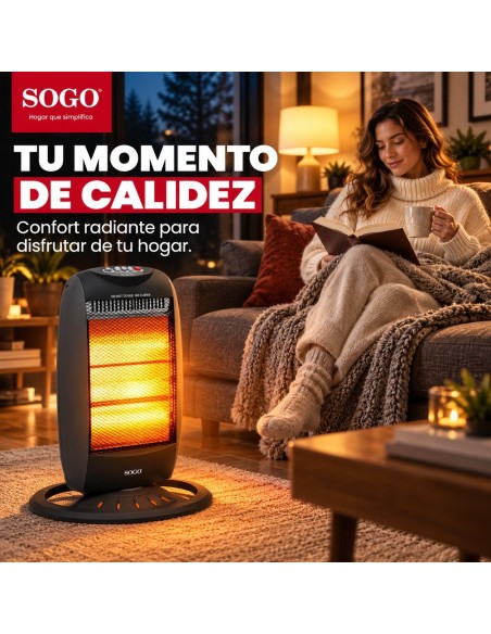 SOGO RADIADOR HALÓGENO - 3 TUBOS - OSCILACIÓN - 1200W